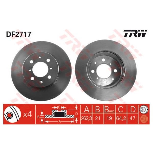 TRW - DF2717 - Jogo 2 discos travão dianteiro - 3322937117765