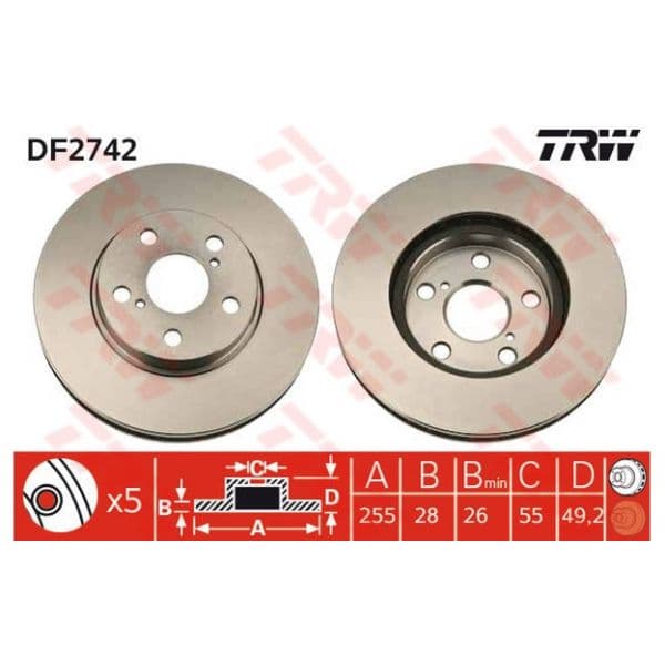 TRW - DF2742 - Jogo 2 discos travão dianteiro - 3322937131938