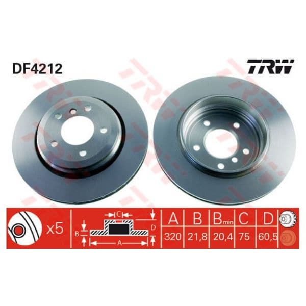 TRW - DF4212 - Jogo 2 discos travão traseiro - 3322937321094