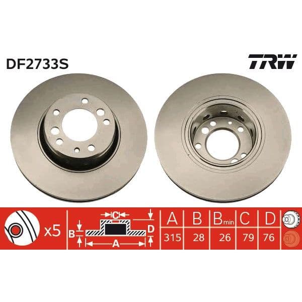 TRW Disco de Travão - DF2733S