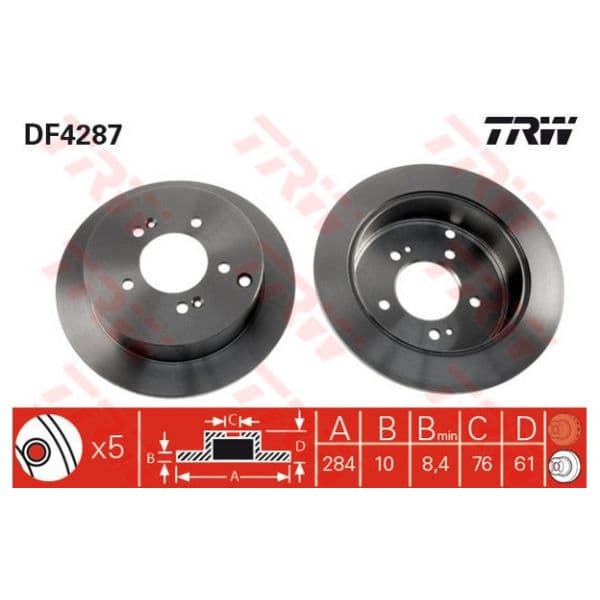 TRW - DF4287 - Jogo 2 discos travão traseiro - 3322937369744