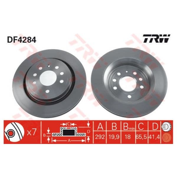 TRW - DF4284 - Jogo 2 discos travão traseiro - 3322937369775