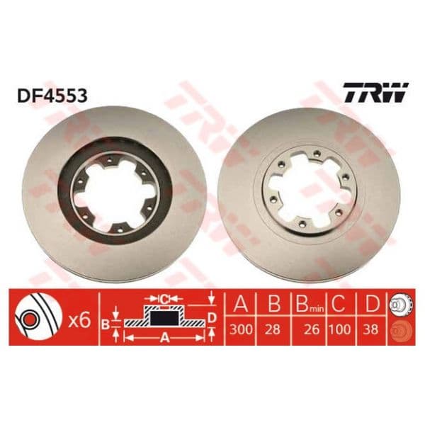 TRW - DF4553 - Jogo 2 discos travão dianteiro - 3322937474783