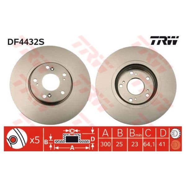TRW - DF4432S - Disco de travão dianteiro - 3322937578207