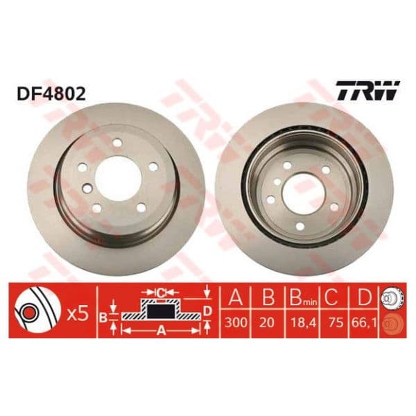 TRW - DF4802 - Jogo 2 discos travão traseiro - 3322937885237
