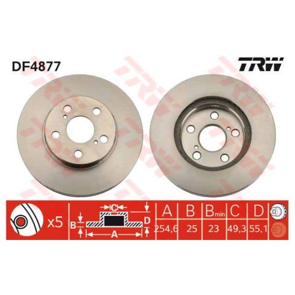 TRW - DF4877 - Jogo 2 discos travão dianteiro - 3322937950546