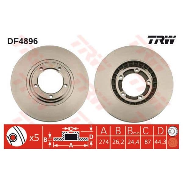 TRW - DF4896 - Jogo 2 discos travão dianteiro - 3322937950737