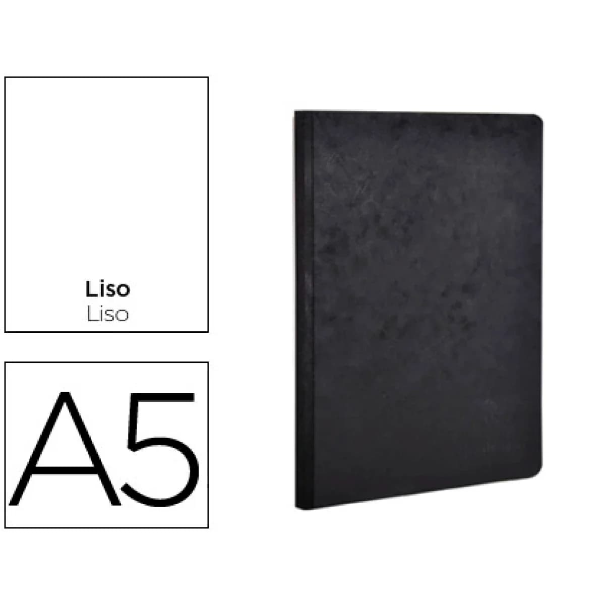 Caderno clairefontaine capa cartolina din a5 liso 96 folhas cor preto