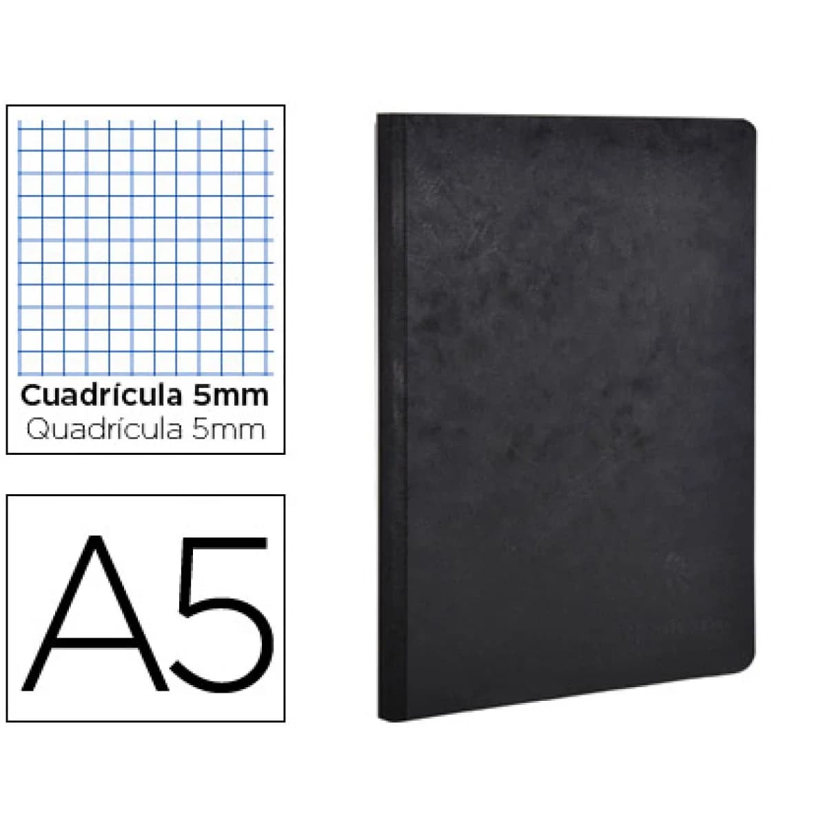 Clairefontaine Caderno Quadriculado A5 Lombada Colada 96 Folhas Preto