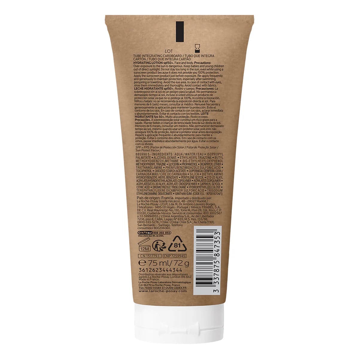 Protetor Solar La Roche Posay Anthelios Leite Hidratante SPF50+ 75ml