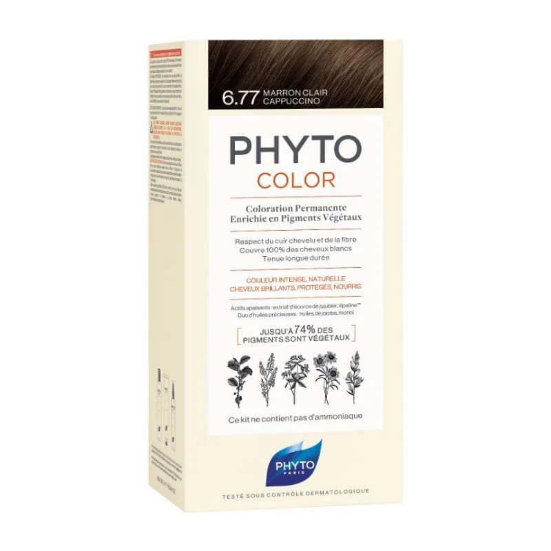 Phyto Phytocolor Coloração Permanente sem Amoníaco Tom 6.77 Marrom Claro Cappuccino