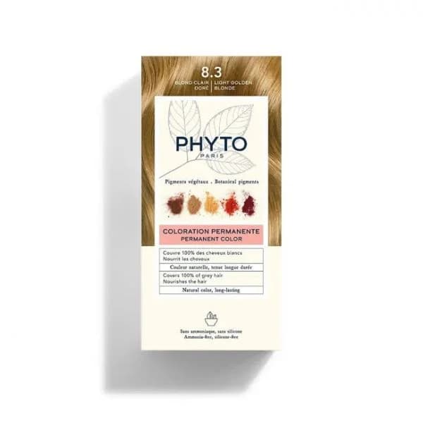 Phyto Phytocolor Coloração Permanente sem Amoníaco Tom 8.3 Louro Claro Dourado