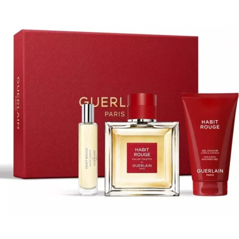 Conjunto Habit Rouge EDT 100 ml, sprchový gel 75 ml aminiatura EDT 10 ml