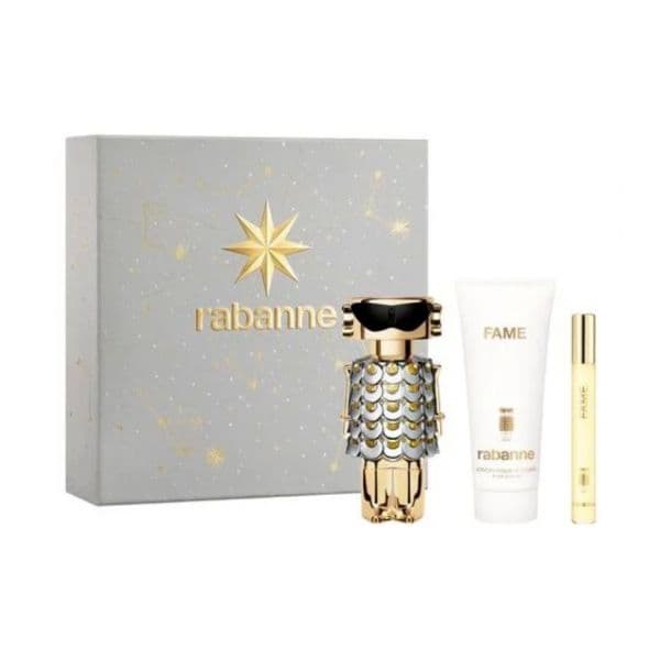Paco Rabanne Fame Eau de Parfum 80ml + Eau de Parfum Travel Spray 10ml + Loção Corporal Perfumada 100ml Coffret