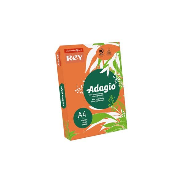 Rey Resma 500 Fls Papel A4 Adagio 80g Laranja Fluorescente