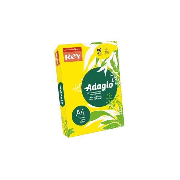 Rey Resma 500 Fls Papel A4 Adagio 80g Amarelo Fluorescente