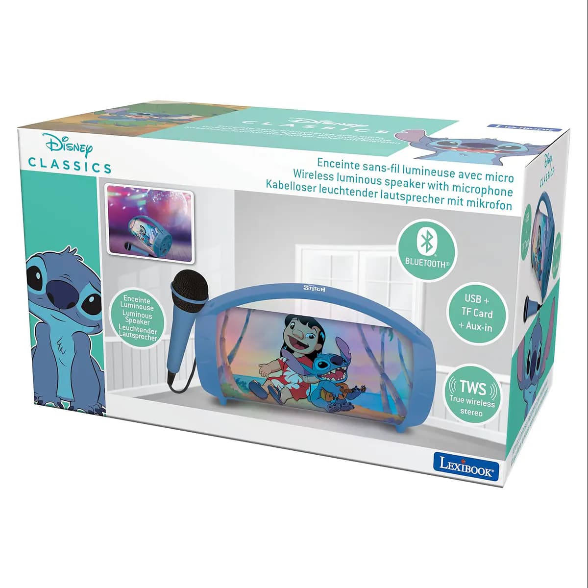Lexibook BTP585DZ Altifalante Bluetooth Karaoke Stitch Azul