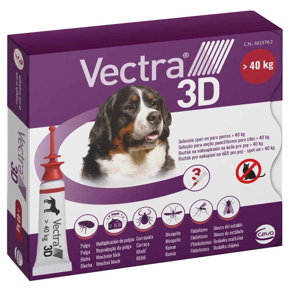 Vectra 3D Antiparasitário Cão mais 40kg 3 Pipetas