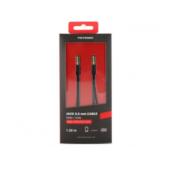 Metronic Cabo Áudio Jack 3.5mm 370088 Macho/Macho Ficha Metal 1.2m