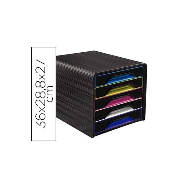 CEP Blocos Classificadores de Secretária 5 Gavetas Preot/multicolor 360X288X270 mm - OFF150851CE