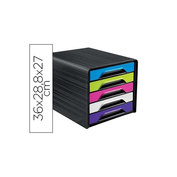 CEP Blocos Classificadores de Secretária 5 Gavetas Preto/multicolor Flashy 360X288X270 mm - OFF150852CE