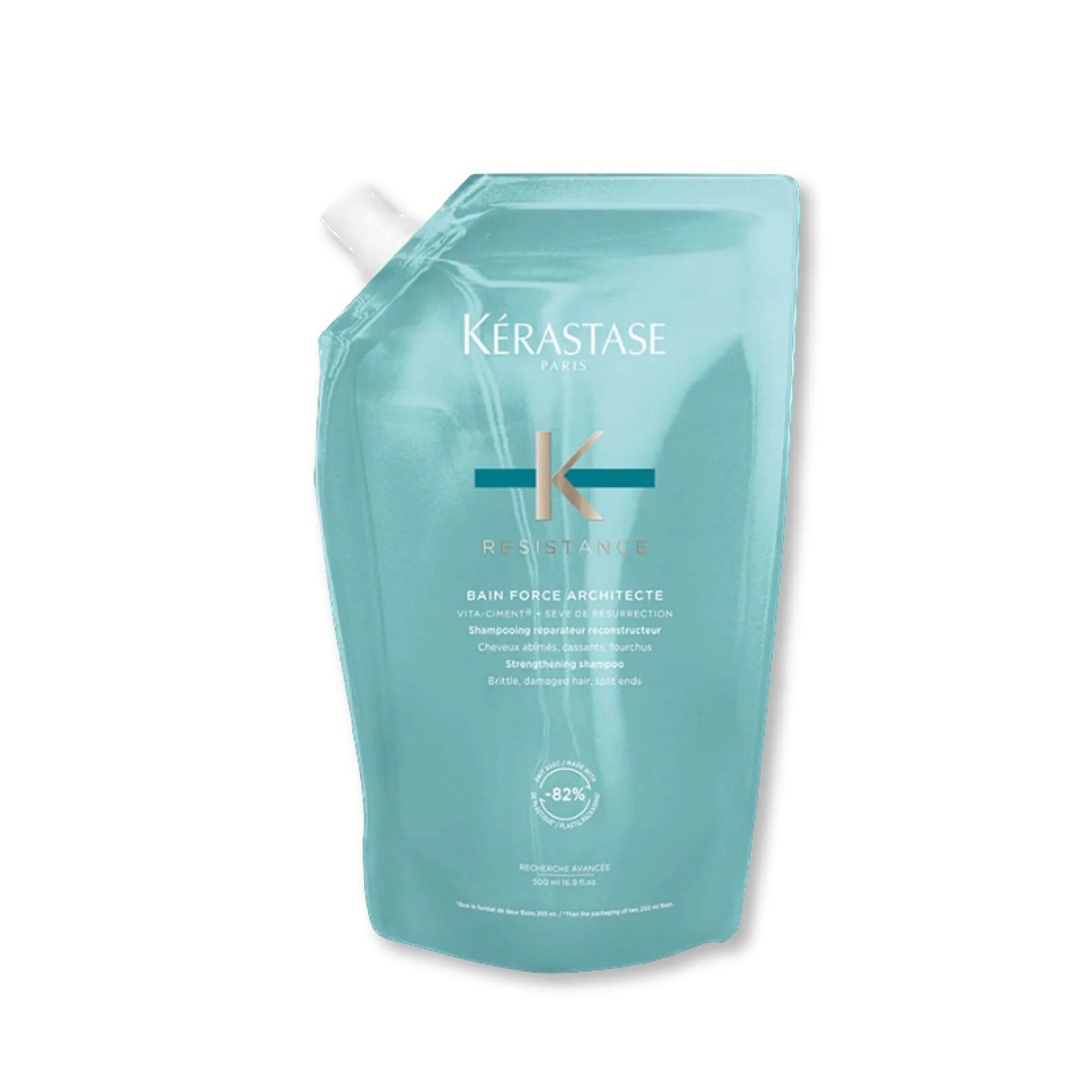 Kérastase Résistance Bain Force Architecte Shampoo para Reforçar o Cabelo Ligeiramente Danificado e Enfraquecido