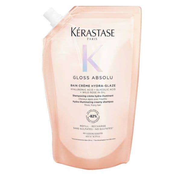 Kérastase Gloss Absolu Bain Crème Hydra-Glaze Shampoo Cabelo Brilhante e Macio Recarga 500ml