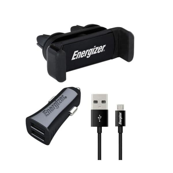 Energizer Carregador Car Mount Charging Kit 2xusb + Micro Usb-c Cabo - CKITB2CMC3