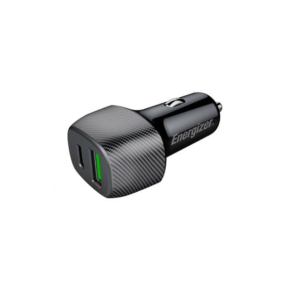 Energizer Carregador Auto 1xUSB-C (PD20W), 1xUSB-A (QC-18W), Black D38BK