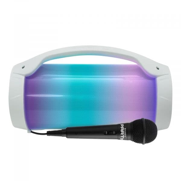 Coluna Bluetooth Luminosa e Microfone com Fio Party Bt Lite White - SPIK-BIG-PARTYWH