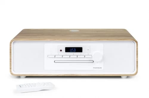 Thomson Micro Sistema MIC301IBT Bluetooth 60W com Carregamento sem Fios Branco/Preto/Madeira