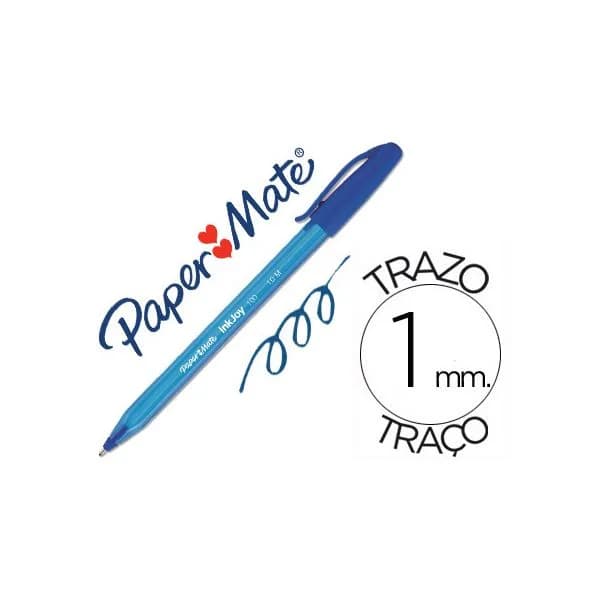 Paper Mate Esferográfica Inkjoy 100 Ponta Média 1mm Azul 50 Un.