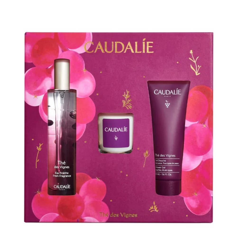 Caudalie Thé des Vignes Água Fresca 50ml + Gel de Banho 50ml + Vela 35g Coffret
