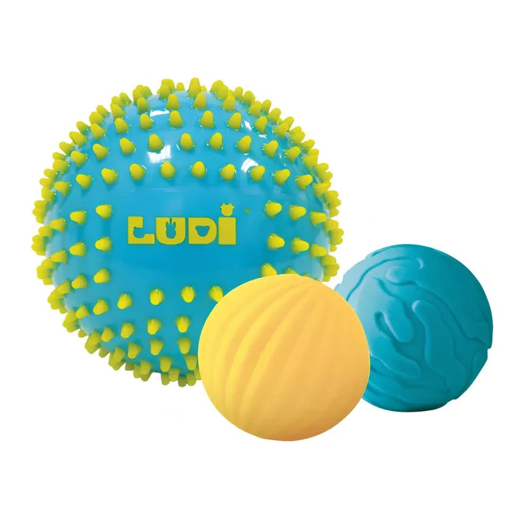 Ludi 3 bolas sensoriais azul para bebé +6 meses