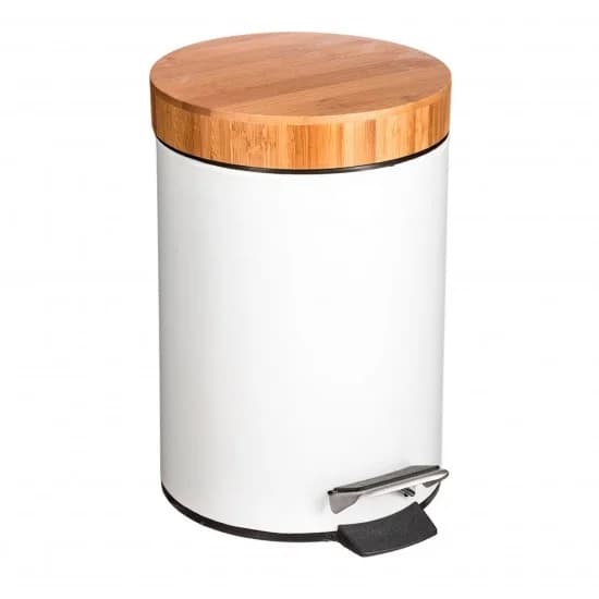 Balde do lixo wc bambu-branco 3l coleção "natureo" refª 01849 5FIVE