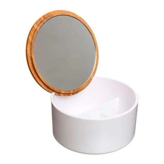 Caixa de armazenagem com espelho casa de banho bambu-branco coleçao "natureo" refª 01857 5FIVE