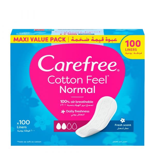 Carefree Pensos Diários Cotton Feel Normal e Respirare Fresh 100 Unidades