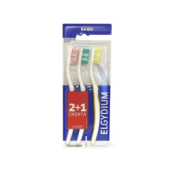 Elgydium Escova de Dentes Basic Suave Kit 3 unidades