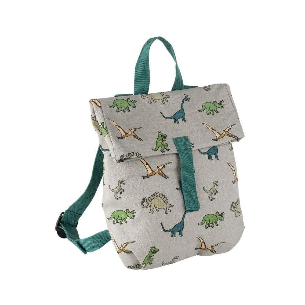 Mini Mochila Petit Jour Roll Top Dinossauros Verde 30x28cm