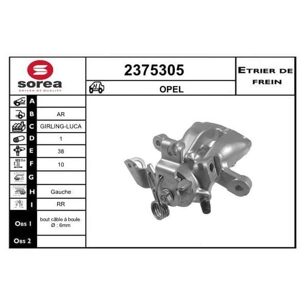 Eai Pinça de Freio Opel / Ar - 2375305