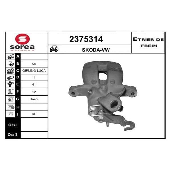 Eai Pinça de Freio Skoda//vw / Ar - 2375314