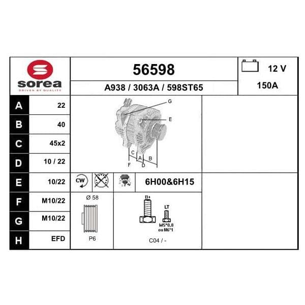 Eai Alternador / Xantia v6 56598