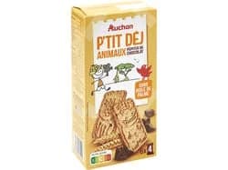 bolachas pequeno almoço auchan animais da selva com pepitas chocolate 6x4un 300g