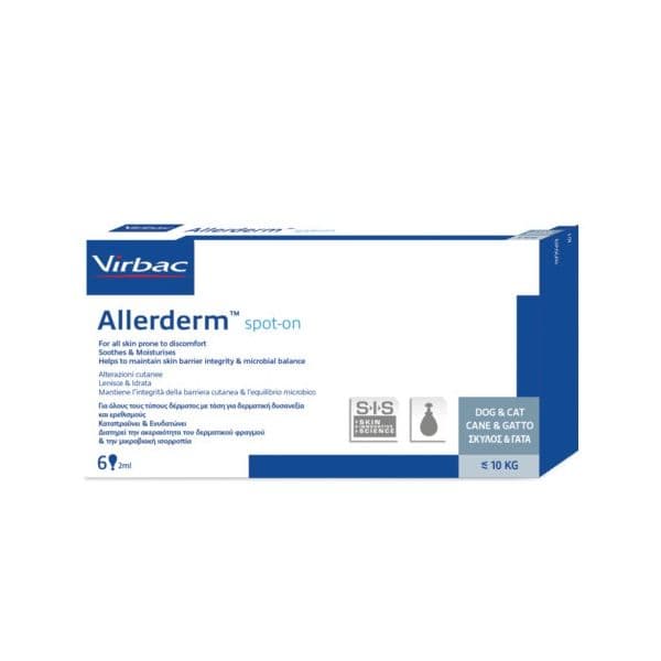 Virbac Allerderm Spot-On Cão 10Kg 6 Pipetas 2ml