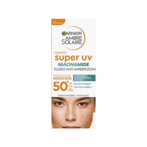Protetor Solar Garnier Ambre Solaire Super UV Niacinamida Anti-imperfeições FPS50+ 40ml