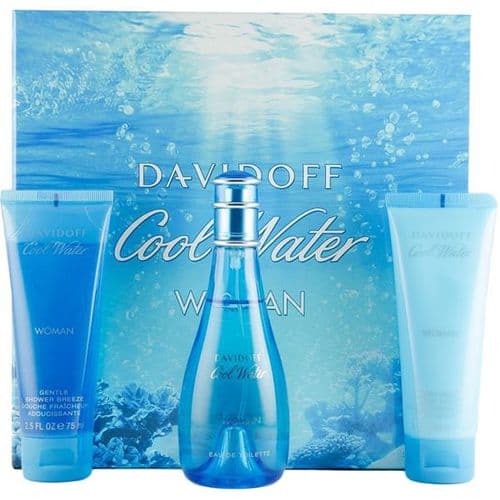 Cool Water Woman Great Gift Set EDT 100 ml body lotion 75 ml Cool Water and Cool Water Shower Gel 75 ml