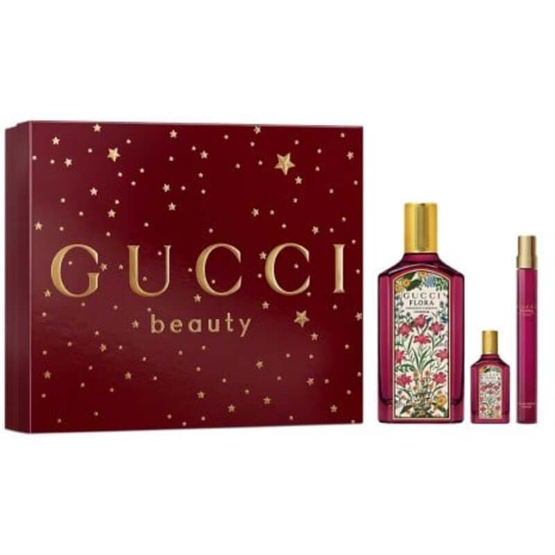 Conjunto Flora Gorgeous Gardenia Intense EDP 100 ml,miniatura EDP 10 ml aminiatura EDP 5 ml