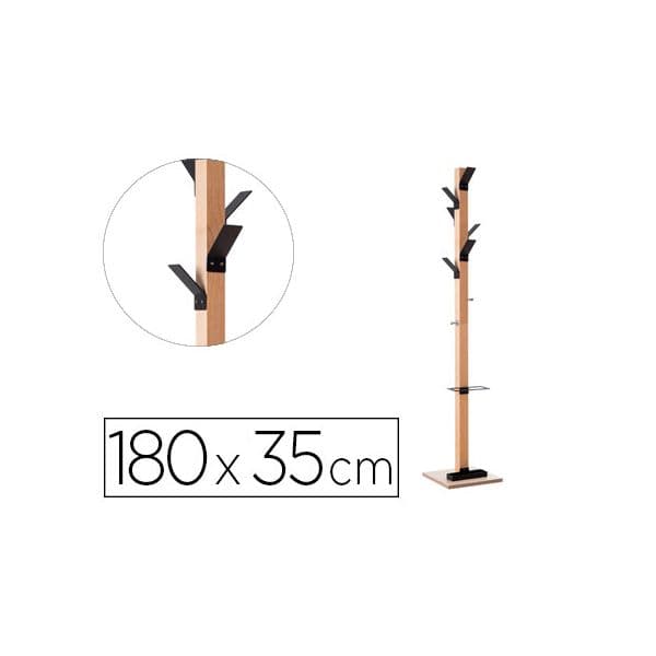 Fast Paperflow Cabide Madeira 8 Suportes c/ Bengaleiro Preto - 150344