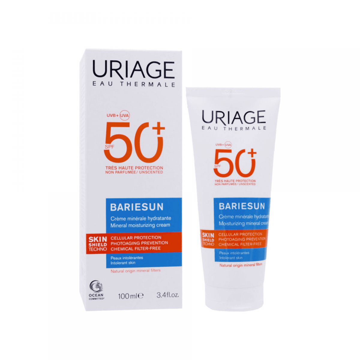Protetor Solar Uriage Bariesun Creme de Rosto Mineral SPF50+ 100ml