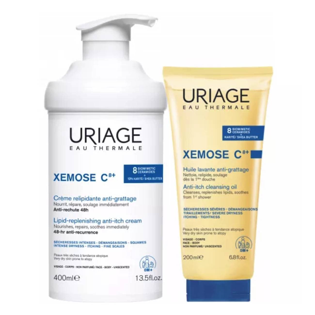 Uriage Xémose C8+ Creme Relipidante 400ml + Óleo Lavante 200ml
